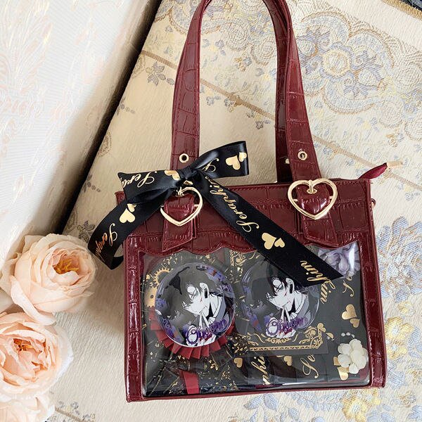 HAEX-Bolsos Kawaii Ita para Mujer, bandoleras femeninas de estilo japonés Harajuku Lolita, bandoleras con cinta, bolsos cruzados de PU con corazón pequeño
