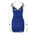 thumbnail image 2 of Vestido de fiesta sexy con volantes y tirantes finos para mujer (azul, M), 2 of 2