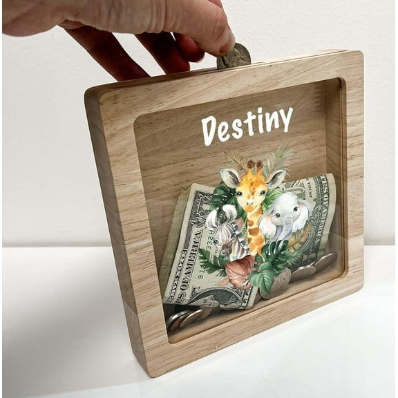 Alphabet Initial Letter Personalized Wood Coin Money Box Savings Piggy Bank Custom Name Initial & Color CHOICE Boys Girls Kids Nursery Room Decor Gift, Made in America