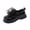 Black, variant on Crunowin Girls' Heart Bow Leather Shoes Flat Sole Outdoor Casual Soft Soles Comfortable Kids Shoes Black Size 8.5 Toddler
