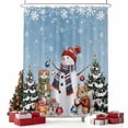thumbnail image 2 of Blue Christmas Shower Curtain, Snowman Squirrel Cat Pine Tree Winter Snow Waterproof Fabric Shower Curtains with 12 Hooks, Bathroom Curtain Set for Bathroom Accessories Decor, 72 x 78 Inches, 2 of 9