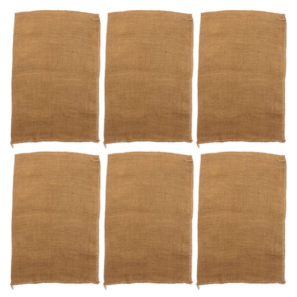 AMERTEER 6 Pcs Burlap Potato Sack Bags Thicken Jute Heavy-duty Potatoes Sand Brown