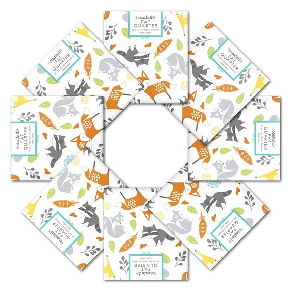 Create It 18"x21" Cotton Animals Precut Sewing & Craft Fabric, Yellow 10 Pieces