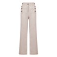 thumbnail image 5 of Outfmvch Summer Pants for Women Wide Leg Linen Pants Flowy Wide Leg Drawstring High Waist Vacation Beach Trousers Summer Beach Vacation Clothes Linen for Women's Culottes Beige M-3XL, 5 of 5