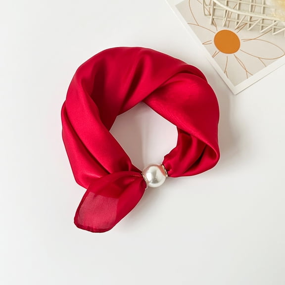 Women Pearl Satin Scarf â Elegant Silk Neck Wrap â Fashion Women's Accessories for Daily Party Office (One Size)