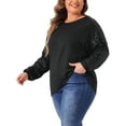 thumbnail image 4 of Agnes Orinda Plus Size Sparkle Sequin Tops for Women Long Sleeve Shimmer Glitter Party Shirts Blouses 2X Black, 4 of 6