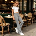 thumbnail image 6 of Mifsaly Girls Flare Yoga Pants Kids High Waisted Elastic Waist Bootcut Leggings Comfortable Soft Stretch Athletic Running Dance Bell Bottoms, 6 of 8