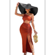 thumbnail image 3 of Vestido Sin Mangas con Abertura en el Hombro, Color Marrón, Talla L, 3 of 10