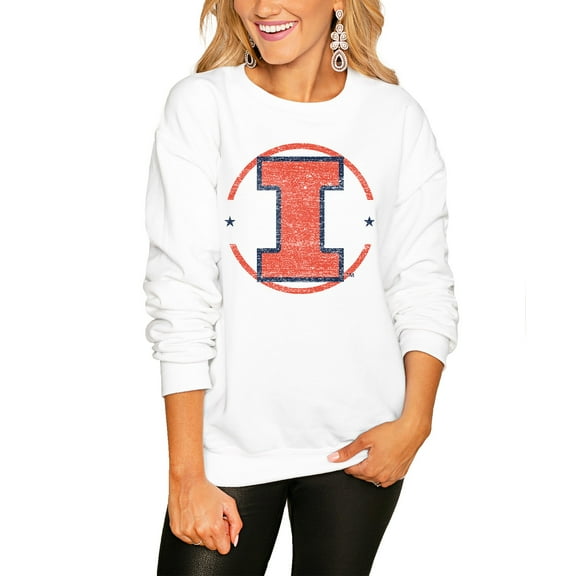 Women's Gameday Couture White Illinois Fighting Illini End Zone Oversized Sweatshirt