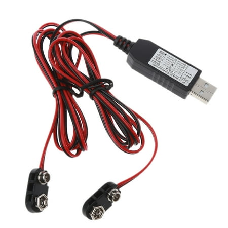 

USB to Dual 6F22 9V Battery Eliminator Replace 2pcs 9V Battery USB Power Adapter