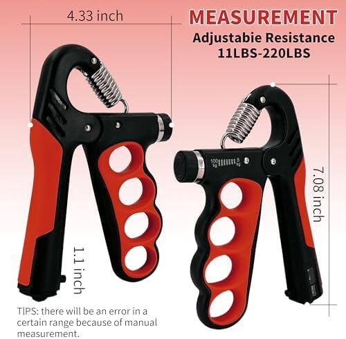 WLIKKS Grip Strength Trainer 2 Pack - Adjustable 11-220Lbs (5-100KG) with Auto Counter, Hand Grip Strengthener, Forearm Exerciser for Athletes, Musicians, Gym, Home, Injury Rehab