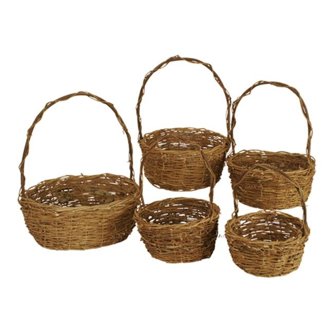 Set Of 5 Unpeeled Willow Baskets. Nested Set Of Five Unpeeled Willow