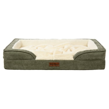Furhaven Pet Products Medium Nest-Top Perfect Comfort Sofa Orthopedic Ped Bed, 30"x20", Green