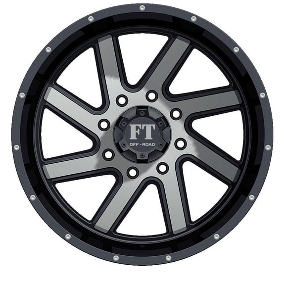 Full Throttle FT-1 Alloy 20" Wheel 8 Lug 165mm 10" -24 Machined Face/Black