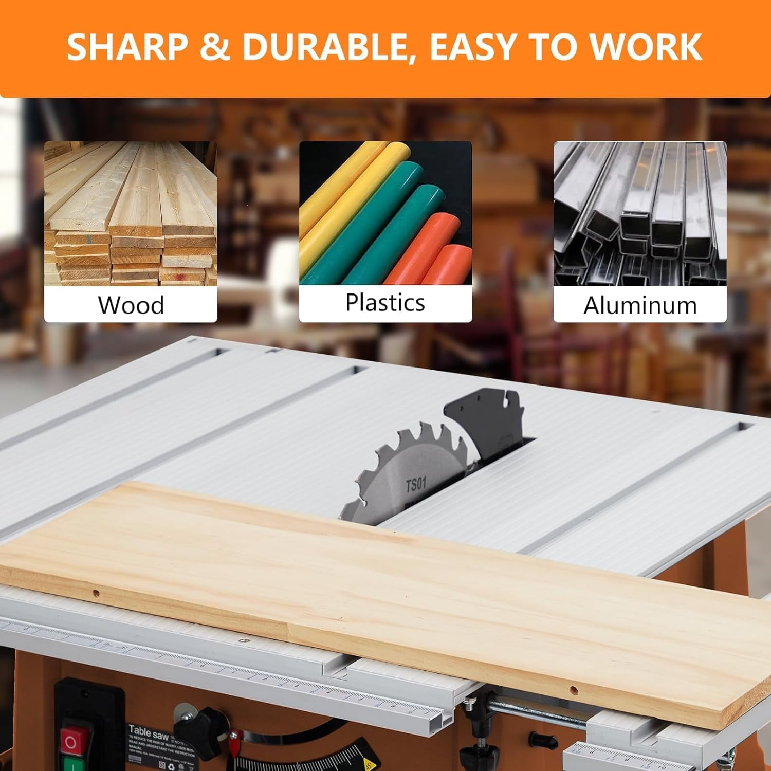 Garvee Table Saw 10 Inch, 15 Amp 5000RPM Powerful Tablesaw With Stand & Protective Cover, Tabletop Saw 90° Cross Cut & 0-45° Bevel Cut, Adjustable Depth, for Woodwork