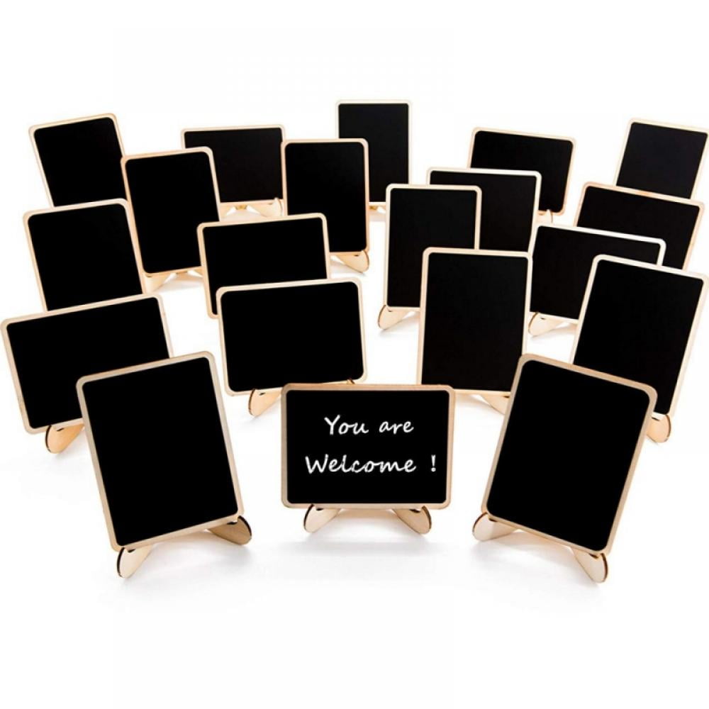 40 Pack Mini Chalkboards Signs with Easel Stand, Small Chalkboards Blackboard, Wood Place Cards