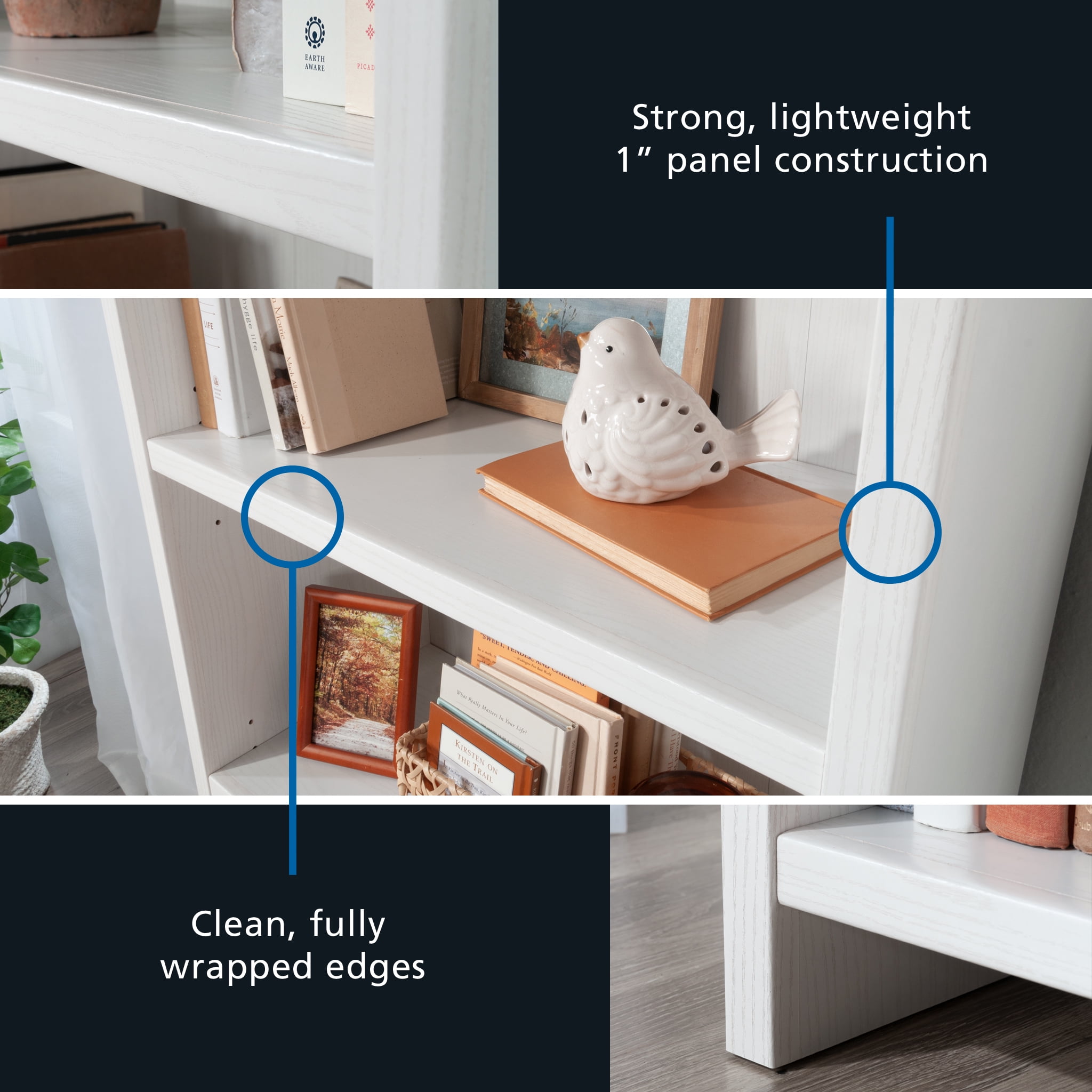 Mainstays Westley 3 Shelf Bookcase, White Finish