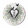 thumbnail image 1 of Tree of Life Mouse Pad for Computers, Heart Shaped Bird Nest Home Words Hope Family Partners in Nature, Round Non-Slip Thick Rubber Modern Gaming Mousepad, 8" Round, Black Green Pink, by Ambesonne, 1 of 2
