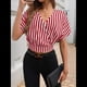 thumbnail image 5 of Camisas Informales Elegantes para Mujer, Blusas de Trabajo de Corta con Cuello en V, Blusas Informales de Negocios de Verano 2025 Rojo L, 5 of 9
