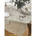 thumbnail image 4 of SARO QX168.N67140B Embroidered Scallop Design Natural Linen Blend Tablecloth  Natural, 4 of 4
