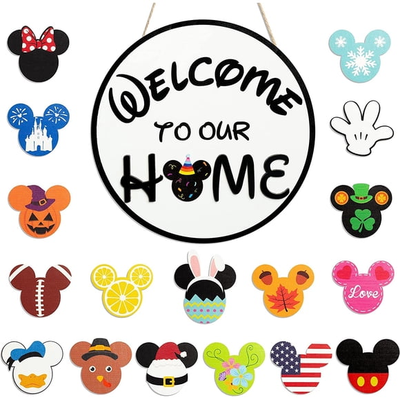 Letrero decorativo para puerta SUPYFD con forma de ratón con 18 iconos intercambiables