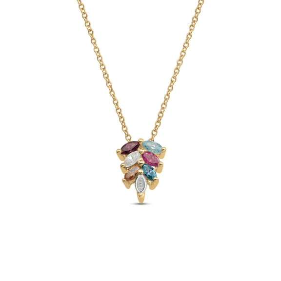 Personalized Marquise Clustered Birthstone Necklace in 10K Gold by Jewlster