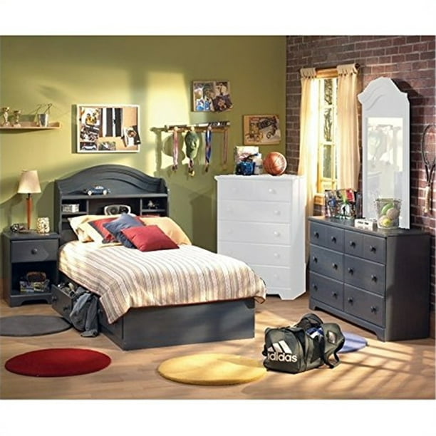 South S Antique Blue Kids Twin Wood, Toddler Twin Bed And Dresser Set