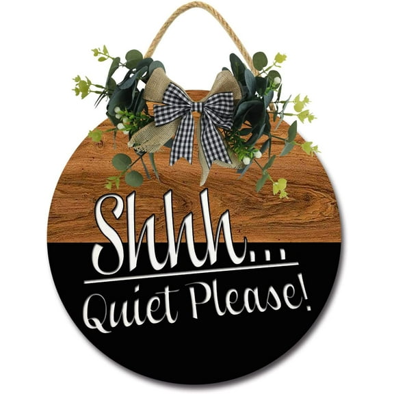 Eveokoki 12" Rustic Hanging Wooden Signs,Quiet Please Family Sign Rustic Wall Decor Indoor and Outdoor Decoration Farmhouse Primitive for Home Wall Sign Door
