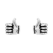 Stylish Pop-Culture Like Button Thumbs Up Sterling Silver Stud Earrings