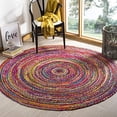 thumbnail image 2 of Safavieh Braided Collection BRD210A Handmade Boho Reversible Cotton Area Rug, 8' x 8' Round, Red / Multi, 2 of 4