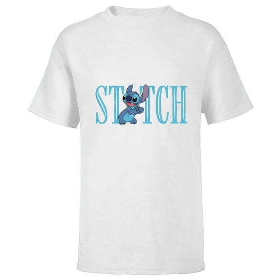 Disney Lilo and Stitch Cute Lettering - Short Sleeve T-Shirt for Kids – Customized-White