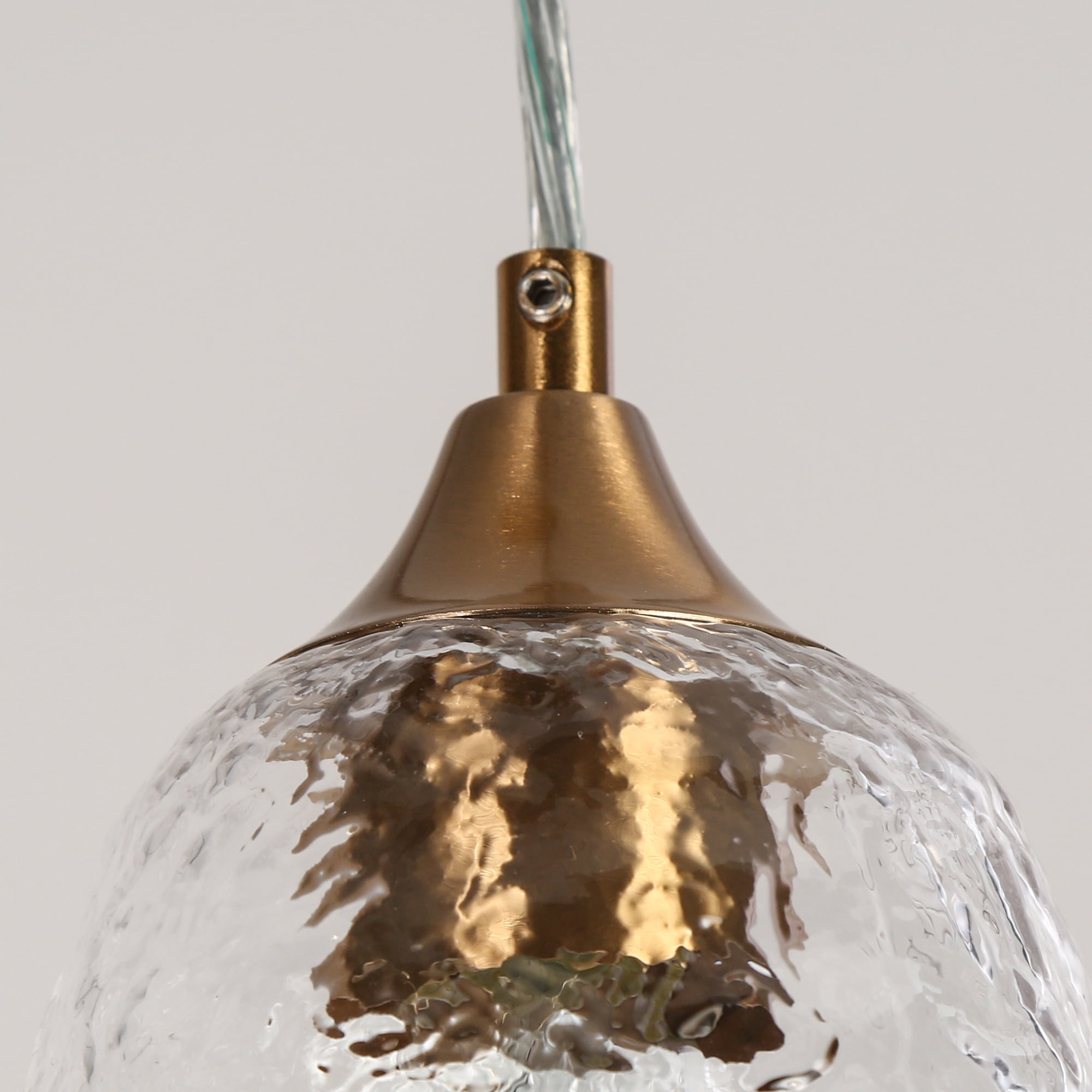 LNC 5-Light Polished Gold Modern Art Glass Bell Pendant Light, For Kitchen Island