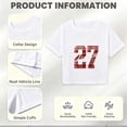 thumbnail image 6 of Womens Short Sleeve Crop Tops Graphic T-Shirts Crew Neck Summer Casual Slim Fitted Plaid Number Print Crop Tee Tops, 6 of 7