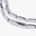 thumbnail image 1 of Cuboid Non-Magnetic Synthetic Hematite Beads Strands Platinum Plated 9x3x3mm Hole: 1mm about 45pcs/strand 15.7 inch, 1 of 2