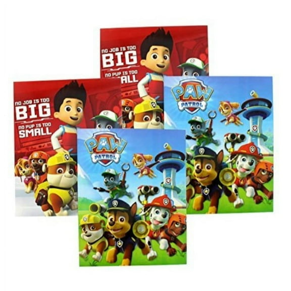 paw patrol portfolio folders with pockets and 3-ring binder holes, 4-pack