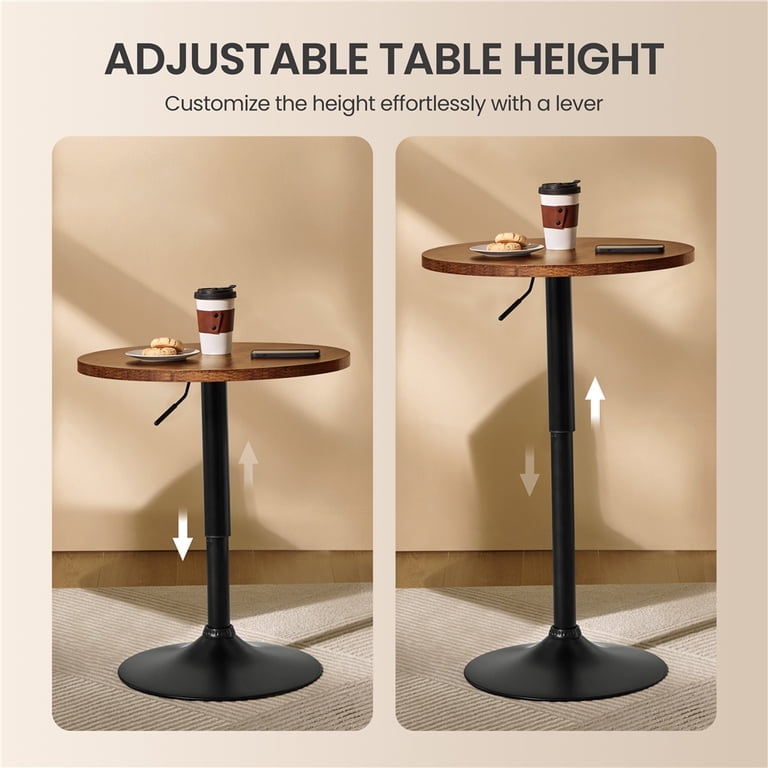 Yaheetech Modern Adjustable Round Pub Table, Rustic Brown photo 2