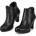 thumbnail image 3 of Pennysue Women's Thin Chunky Heel Ankle Booties Black Zipper Short Boots For Women Size 8, 3 of 3
