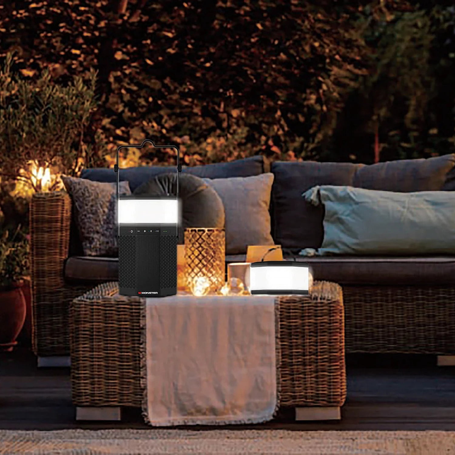 Monster 20-Watt LUNA Portable Rechargeable Bluetooth Speaker with Detachable Lights, 360° Sound, IPX5 Water-Resistant, up to 10 Hours Battery Life