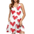 thumbnail image 5 of Viikei Womens Dresses for Wedding Guest,Plus Size Summer Maxi Dress for Women,Valentine's Day Women Casual Plus-size Sleeveless Crew Neck Print Short Dress White S, 5 of 5