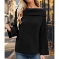 thumbnail image 5 of Women Off the Shoulder Sweater Long Sleeve Tops Fall Loose Knit Pullover Sweaters Winter Clothes Black L, 5 of 8