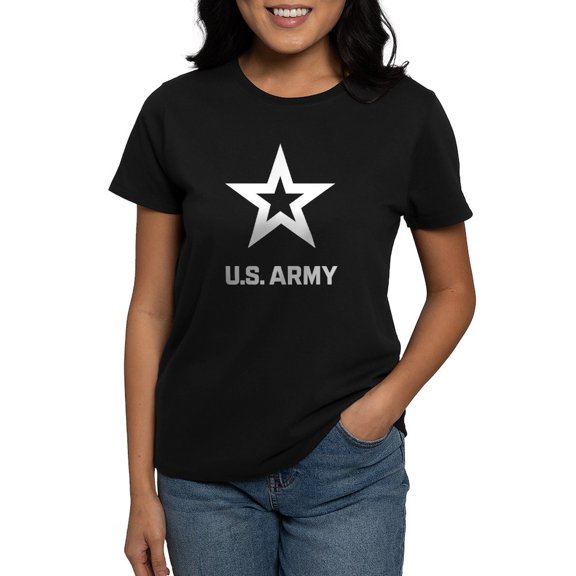 CafePress - U.S. Army® White Logo T Shirt - Women's Traditional Fit Dark T-Shirt