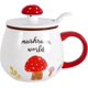 thumbnail image 1 of 13.5oz Mushroom Mug Ceramic Tea Cup Cute Coffee Mug with Lid Spoon for Girl Kids Women Gifts (Red), 1 of 4