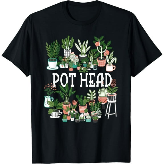 Plant Lover and Gardener: Pot Head Succulent Short Sleeve T-Shirt men and women can wear, black, white, gifts