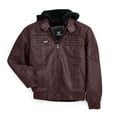 thumbnail image 3 of X RAY JEANS  Boy's Lined PU Jacket With Knit Hood, Burgundy, M, 3 of 10