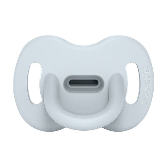 Chupón fisiológico todo silicón Suavinex 0 a 6 meses azul, fabricado en una sola pieza de silicón hipoalergénico flexible y ergonómico que facilita la succión natural sin dejar marcas ni irritaciones, fácil de esterilizar para máxima higiene y seguridad del bebé.