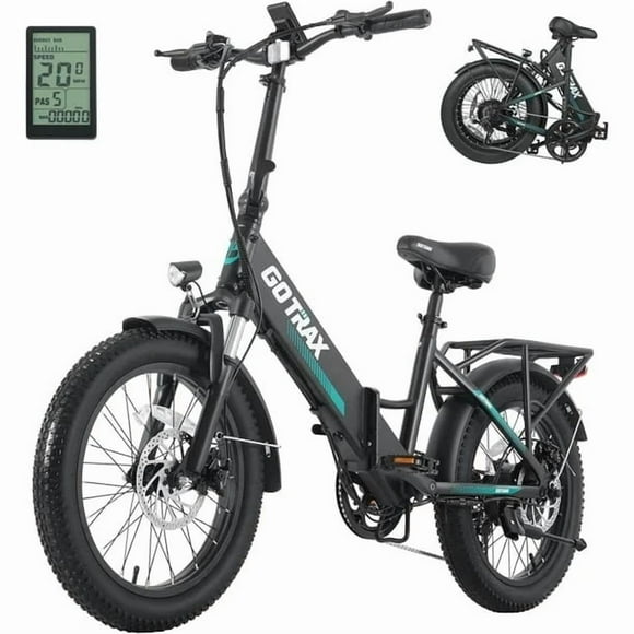 GOTRAX F2 Folding Electric Bike for Adults, 500W/48V/32kph/20" x 3" Fat Tire E-Bike with LCD Display,Black