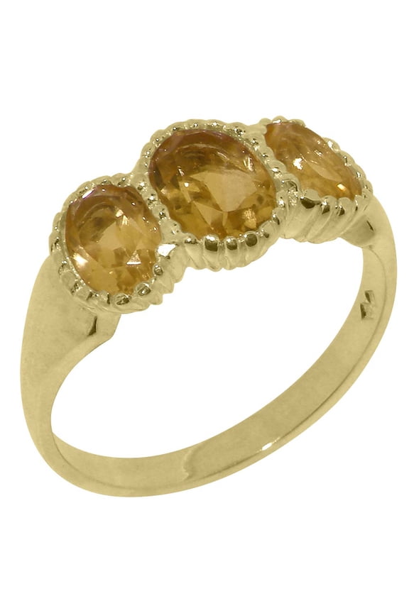 LBG British Made 9k Yellow Gold Natural Citrine Womens Anniversary Ring - 33 size options - Size 10