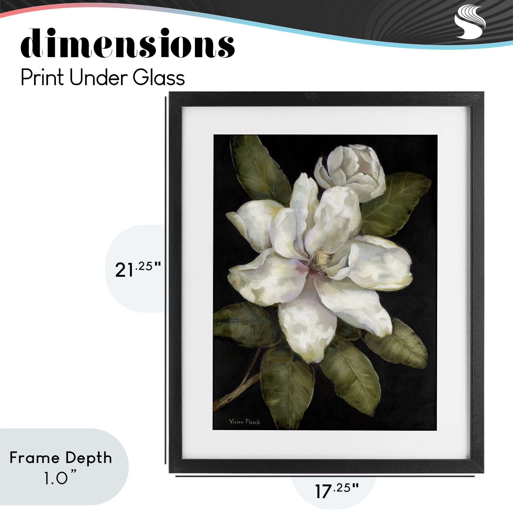 Stupell Industries Budding Magnolia Blooms Black Framed Print Under Glass, design by Nan