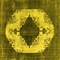 thumbnail image 1 of Ahgly Company Machine Washable Indoor Square Oriental Yellow Industrial Area Rugs, 5' Square, 1 of 4