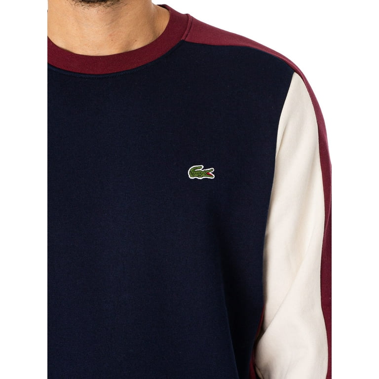 Lacoste colour block crew cheap sweatshirt